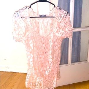 Pink Lace Button-up Top